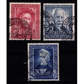 1949 og 1953 - Vesttyskland - AFA 1080, AFA 1083, AFA 1139  - Frimærke - Stemplet.